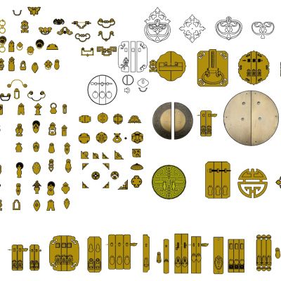 中式五金件角花柜门锁拉手拉环