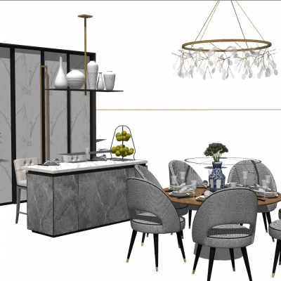 北欧现代圆形餐桌