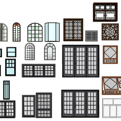 现代欧式中式玻璃窗户