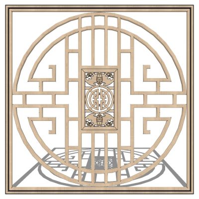 中式雕花花格屏风花窗隔断