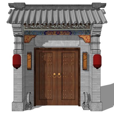 中式四合院入户大门门头门楼