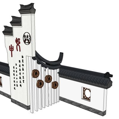 中式古典建筑徽派建筑屋檐墙檐口马头墙