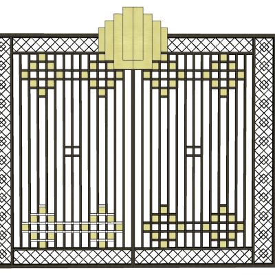 歐式鐵藝大門su模型下載_id:92082_牛模網