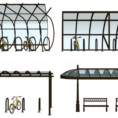 现代玻璃雨棚自行车棚