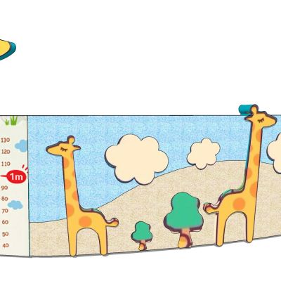 现代儿童幼儿园长颈鹿背景墙身高标尺