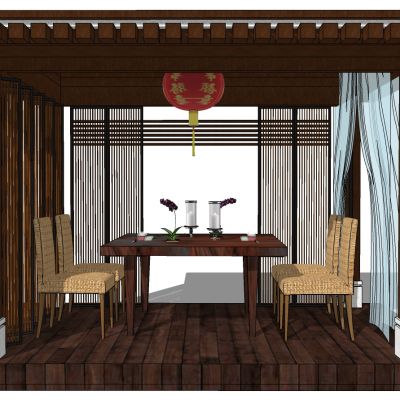 新中式庭院凉亭亭子