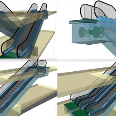 商场滚梯自动扶梯电梯SU模型