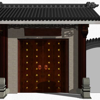 中式四合院入户大门门头门楼