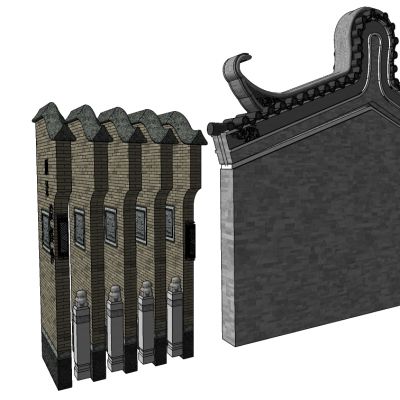 中式古典建筑徽派建筑屋檐墙檐口马头墙