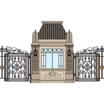 欧式住宅小区雕花铁艺入口