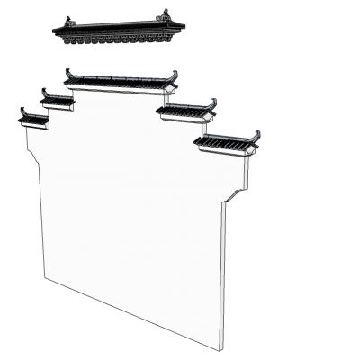 中式古典建筑徽派建筑屋檐墙檐口马头墙