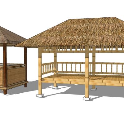 新中式民宿茅草屋棚庭子凉亭