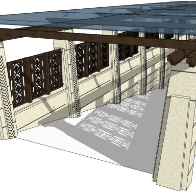 新中式建筑地下车库出入口