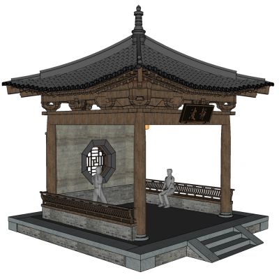 中式古建仿古六角凉亭