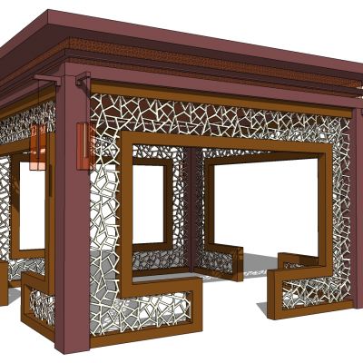 中式古建花格花窗凉亭亭子