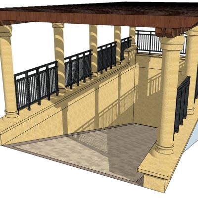 新中式木架子车库出入口