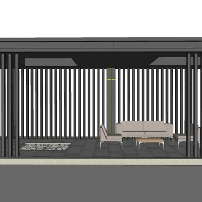 新中式木质廊架凉亭