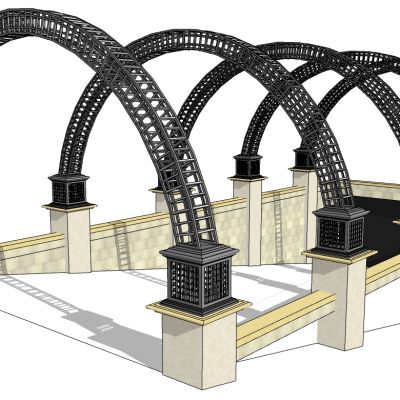 欧式铁架子结构车库出入口