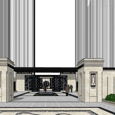 中式欧式别墅住宅小区入口