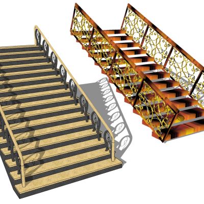 欧式法式木制楼梯金属铁艺楼梯栏杆扶手