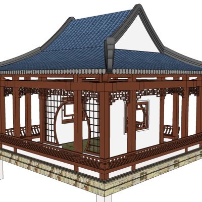 中式水榭凉亭亭子