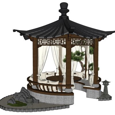 中式古建六角凉亭