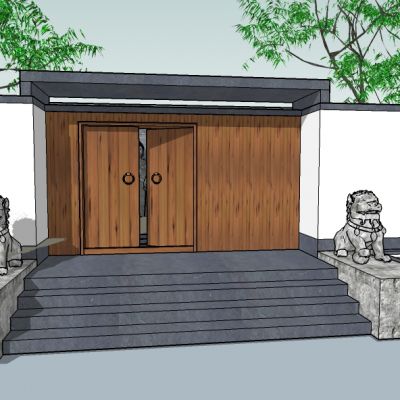 中式别墅会所庭院入口