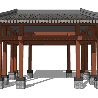 中式古建凉亭亭子