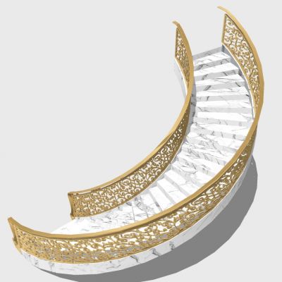 欧式法式金属铁艺雕花旋转楼梯扶手