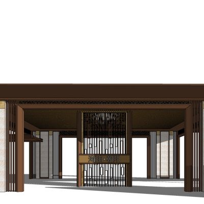 新中式会所别墅入口