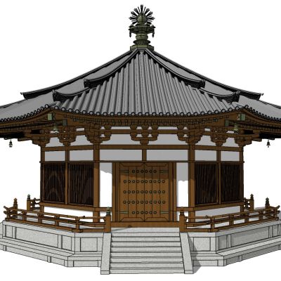中式日式古建凉亭