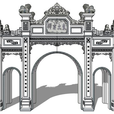 中式古建牌坊牌楼
