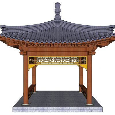 中式韩式古建凉亭四角凉亭SU模型