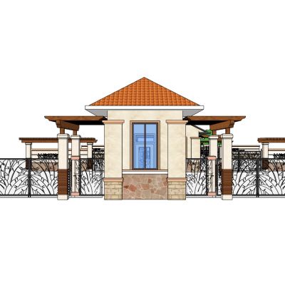 欧式法式美式金属铁艺雕花大门背景墙别墅岗亭入口