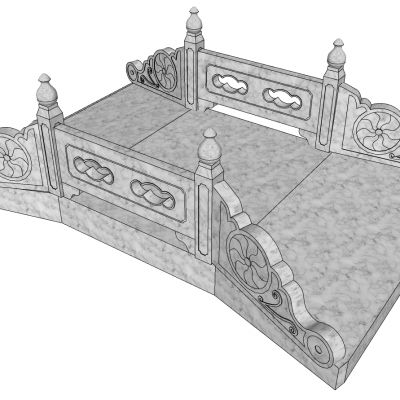 中式玉石栏杆户外景观