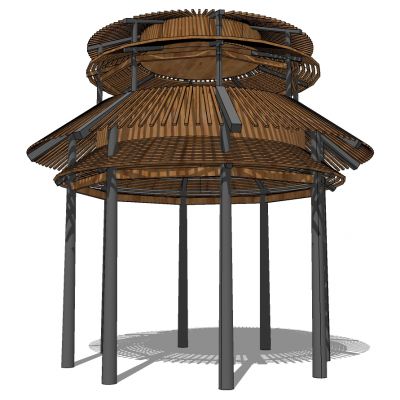 中式圆形凉亭