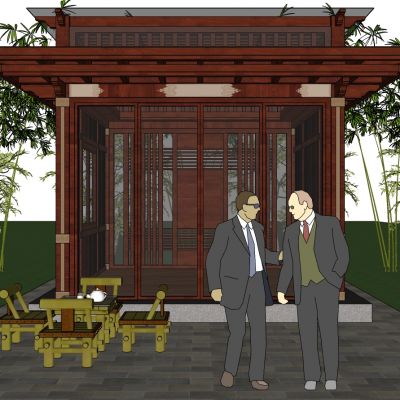 中式木结构木架子门头