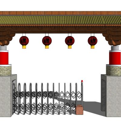 中式四合院入户大门门头门楼牌楼