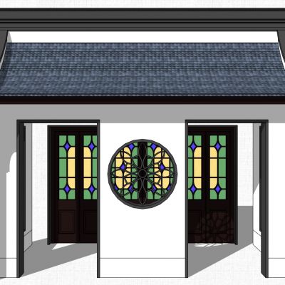 中式四合院入户大门门头门楼