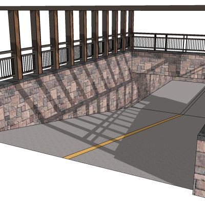 新中式木架子车库出入口