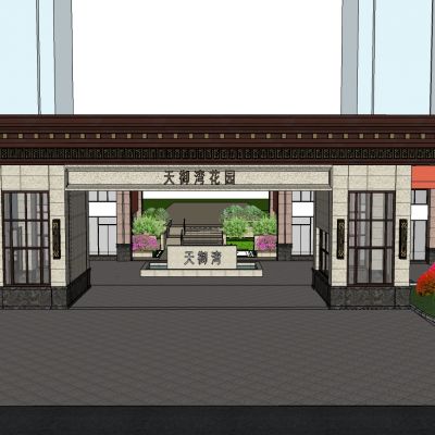 新中式简欧式小区别墅入口