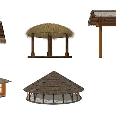 新中式东南亚茅草亭茅草屋凉亭