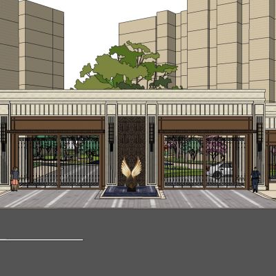 新中式别墅住宅小区入口