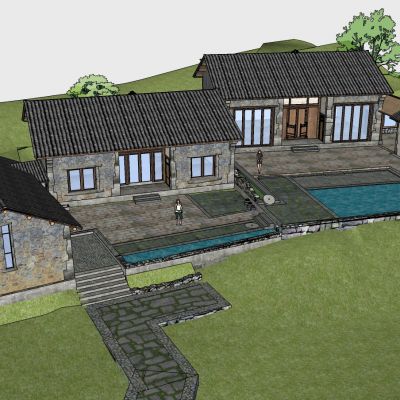 中式建筑农村建筑平房