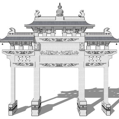 中式古建牌坊牌楼