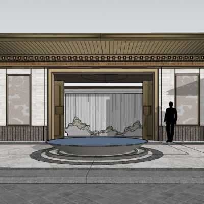 中式别墅会所售楼处入口