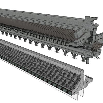 中式古典建筑徽派建筑屋檐墙檐口马头墙
