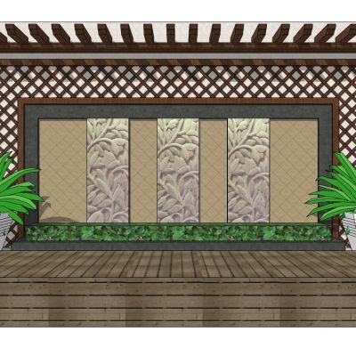 新中式新亚洲实木花格浮雕