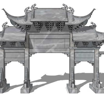 中式古建牌坊牌楼