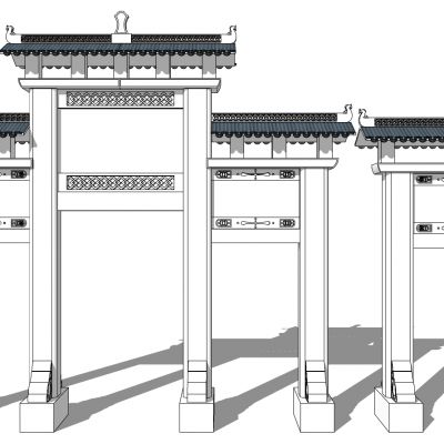 中式古建牌坊牌楼